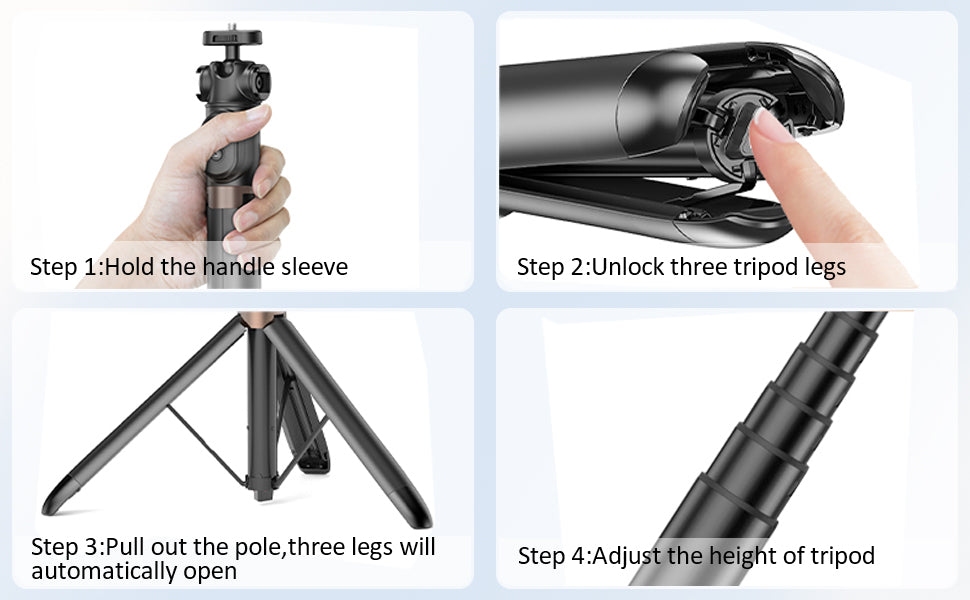 TONEOF Phone Camera Tripod with 1/4” Screw,60" Phone Tripod Stand with Magnetic Remote,Portable Tripod Holder for iPhone/Small Camera/DSLR/Android Phone