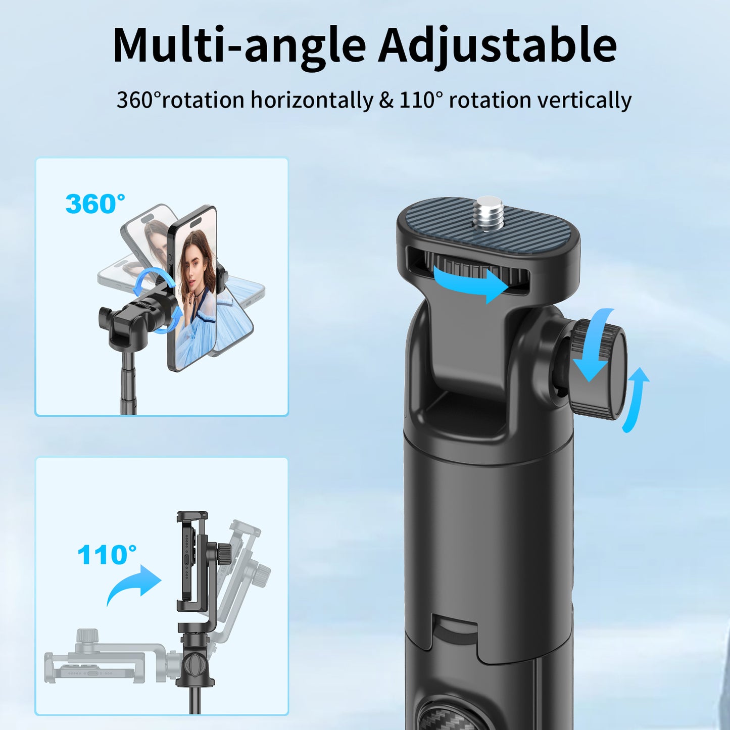 Cell Phone Selfie Stick Tripod Stand All-in-1 with Integrated Wireless Remote,Portable,Lightweight,Extendable Phone Tripod for 4''-7'' iPhone and Camera