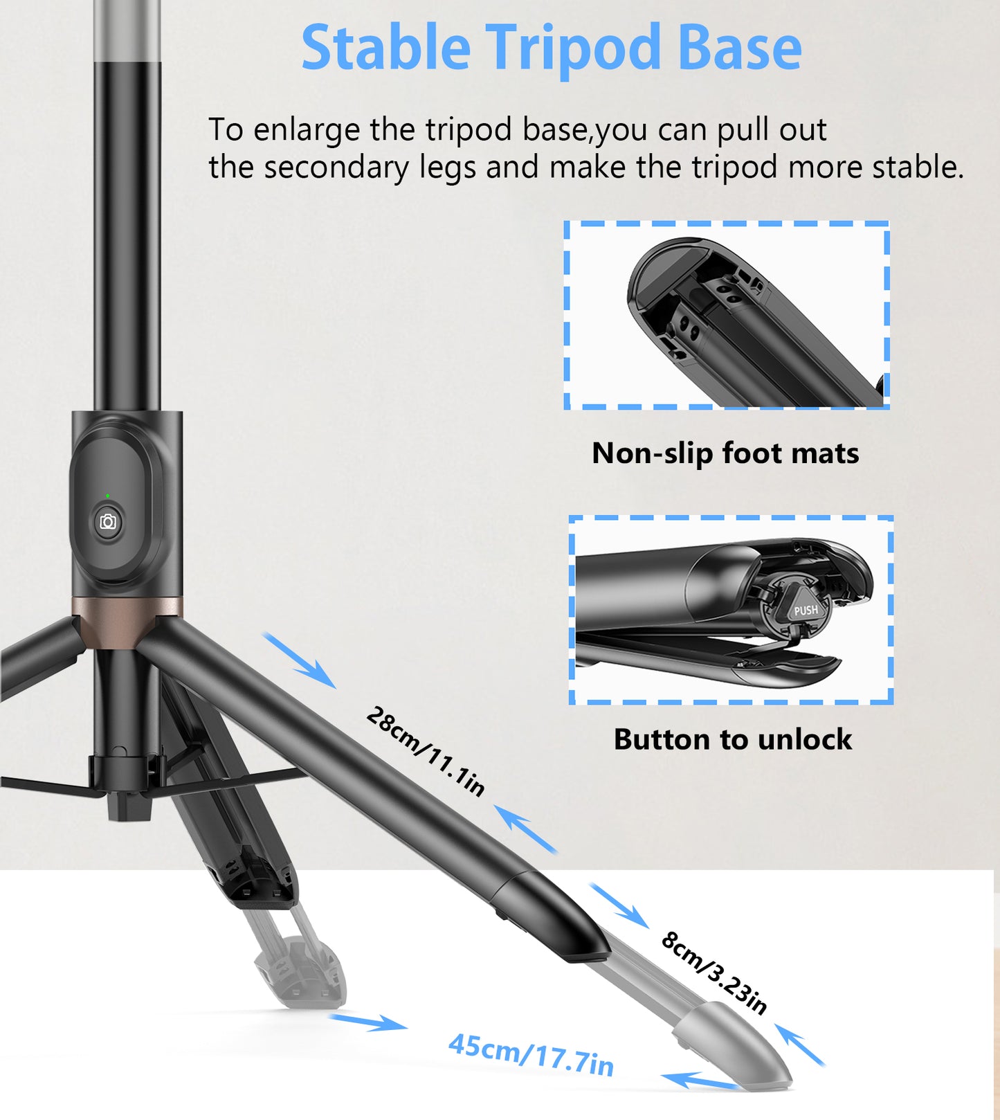 TONEOF Phone Camera Tripod with 1/4” Screw,60" Phone Tripod Stand with Magnetic Remote,Portable Tripod Holder for iPhone/Small Camera/DSLR/Android Phone