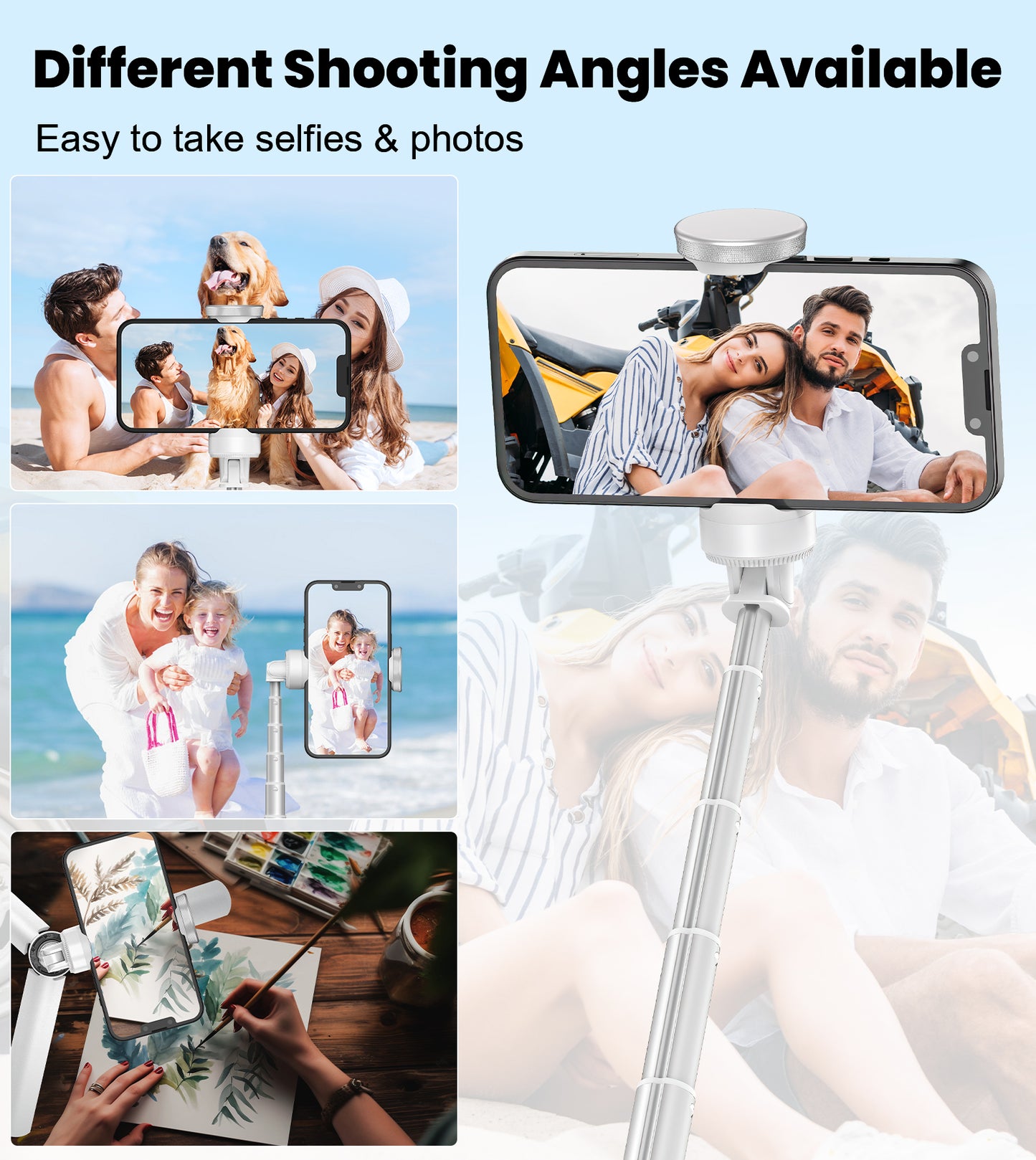 60" Phone Tripod & Selfie Stick with Remote for Cell Phone 4"-7", Portable Smartphone Tripod Stand (White)