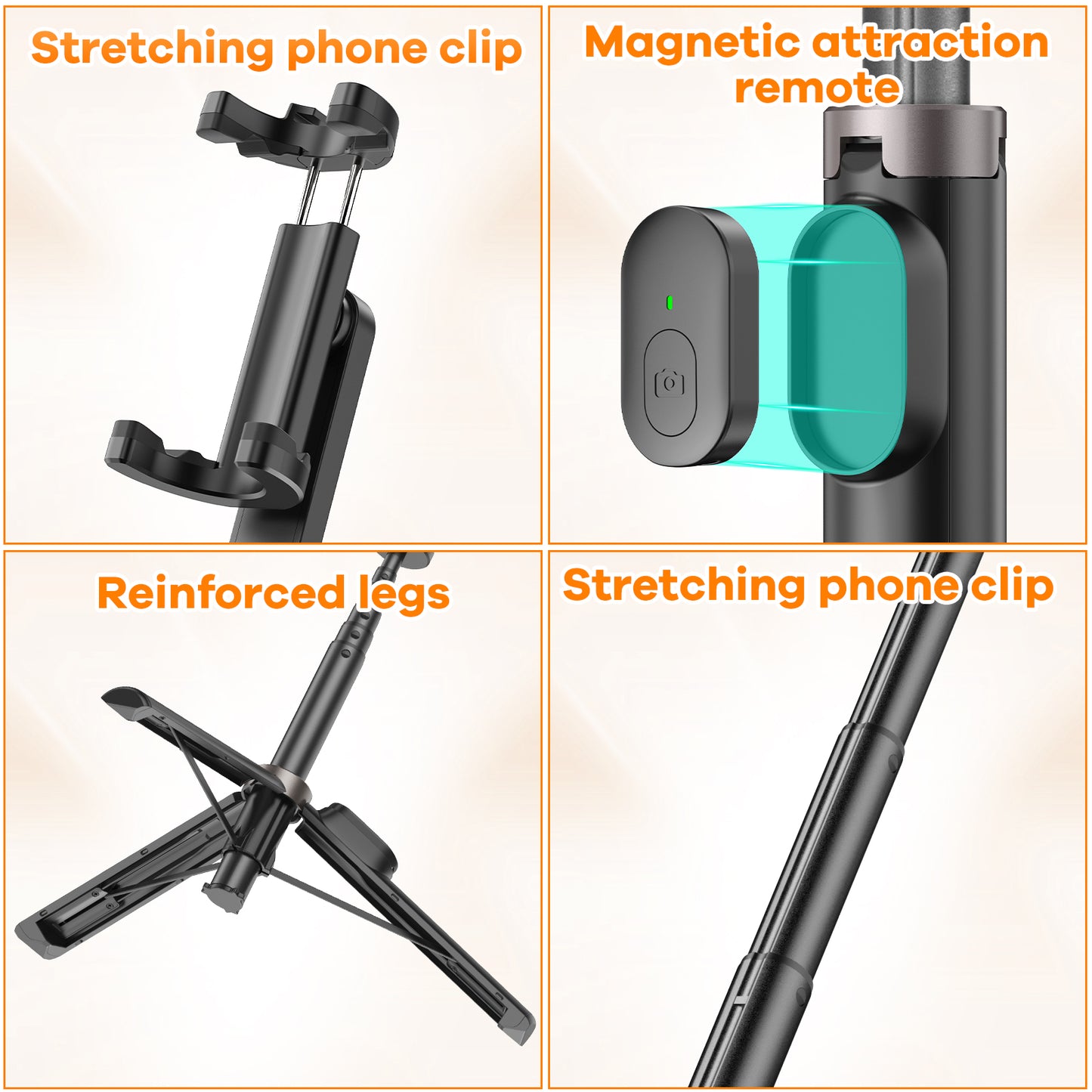 TONEOF Cell Phone Selfie Stick Tripod for 4''-7'' iPhone and Android