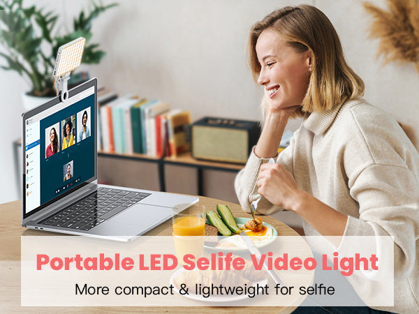 TONEOF Phone Selfie Light Rechargeable, 3 Modes Adjustable 80 Led Light for iphone/Tablet/Computer