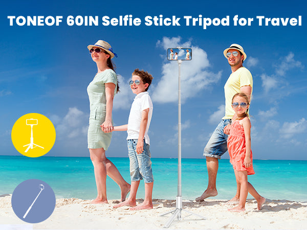 60" Phone Tripod & Selfie Stick with Remote for Cell Phone 4"-7", Portable Smartphone Tripod Stand (White)