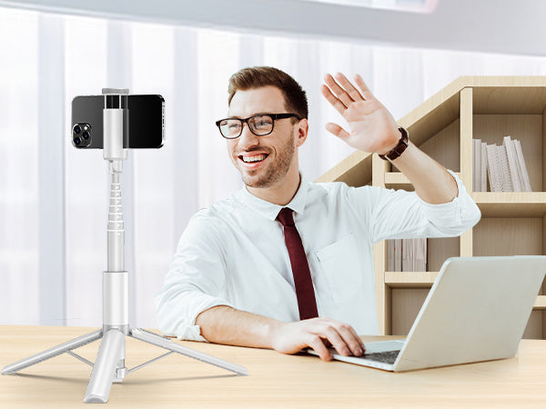 60" Phone Tripod & Selfie Stick with Remote for Cell Phone 4"-7", Portable Smartphone Tripod Stand (White)