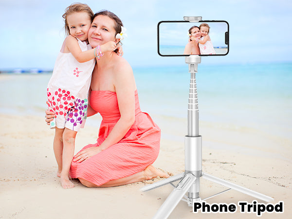 60" Phone Tripod & Selfie Stick with Remote for Cell Phone 4"-7", Portable Smartphone Tripod Stand (White)