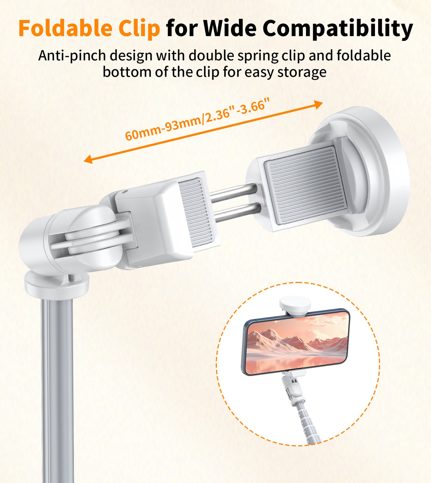 TONEOF 66" Phone Selfie Stick Tripod Stand Automatic Open with Magnetic Remote, Travel Tripod 360°Rotatable for iPhone/Android(White)