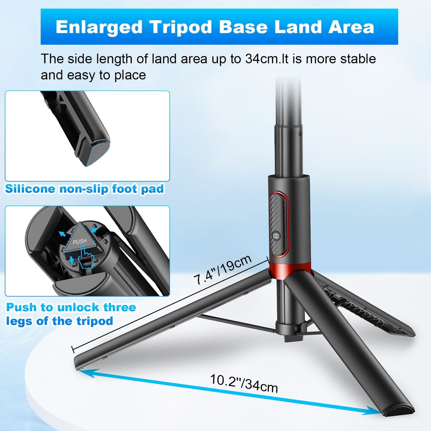 Multifunctional mobile phone holder selfie stick (Red)