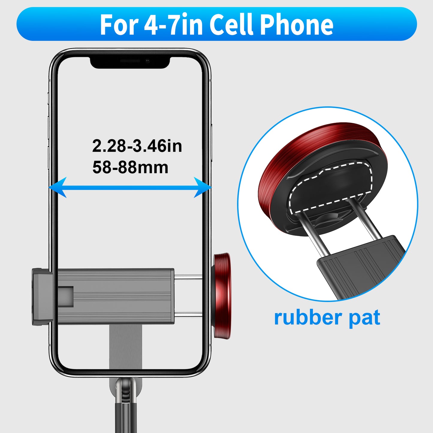 Multifunctional mobile phone holder selfie stick (Red)