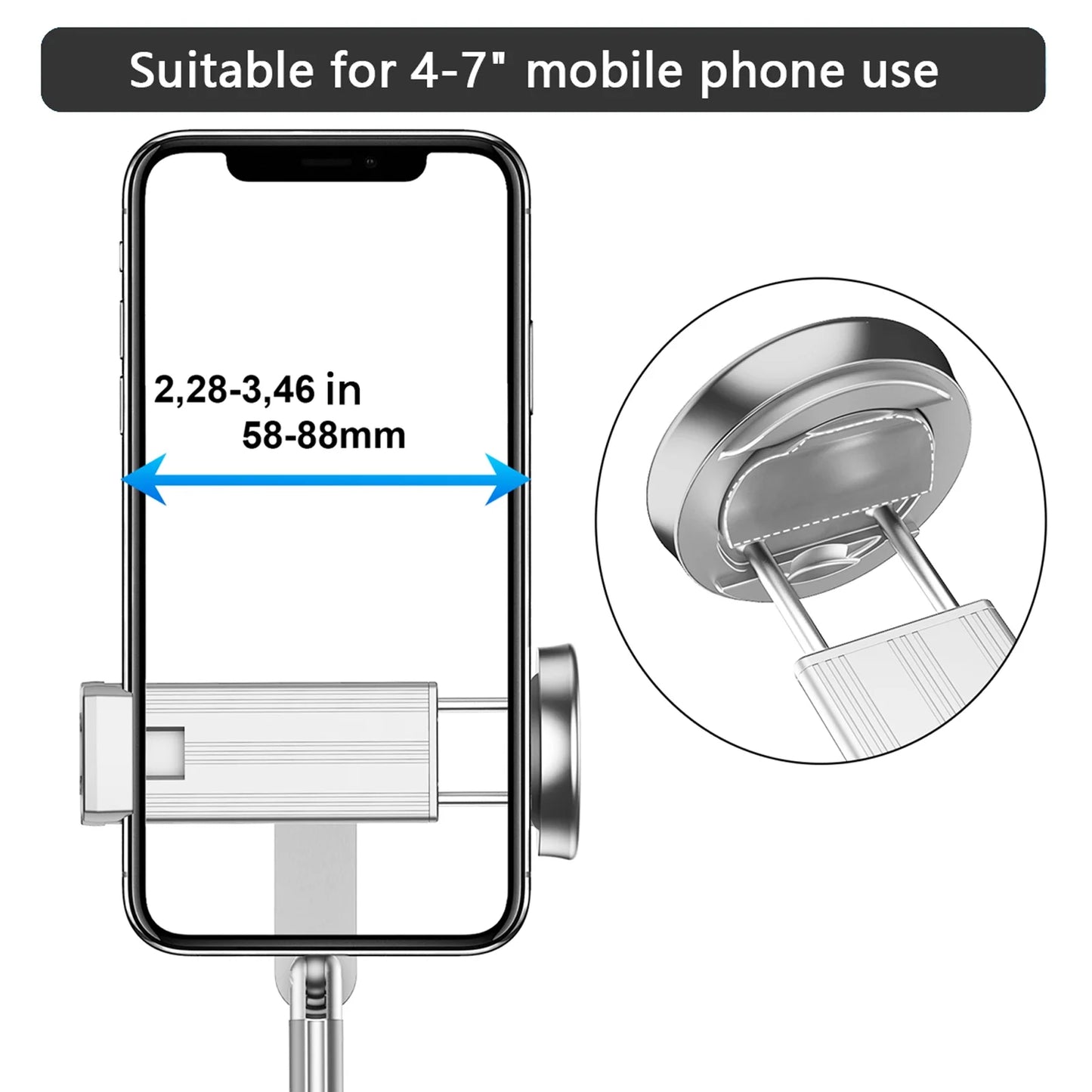 TONEOF 67in White Phone Tripod Selfie Stick with Remote control Portable for 4''-7” iPhone and Android Phones