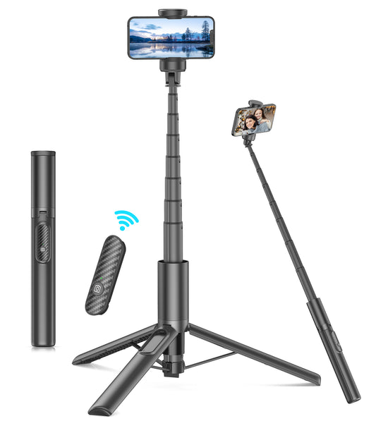TONEOF 60" Selfie Stick Tripod for Phone 4"-7", Cellphone Travel Tripod Stand for Video Recording