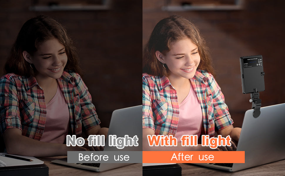 TONEOF Portable Selfie Light,Rechargable 60 LED Phone Light with Clip & Double 1/4" Screw Hole,2500k-9000K Dimmable Camera Light for iPhone,Android,Laptop,Tablet,Selfie/Video Conference