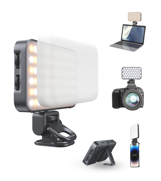 TONEOF 96 LED Cell Phone Light with Soft Diffuser and Stand, Rechargeable Magnetic Portable Selfie Light with Clip, 2500k-9900K Adjustable Lighting for Recording Videos, Photography