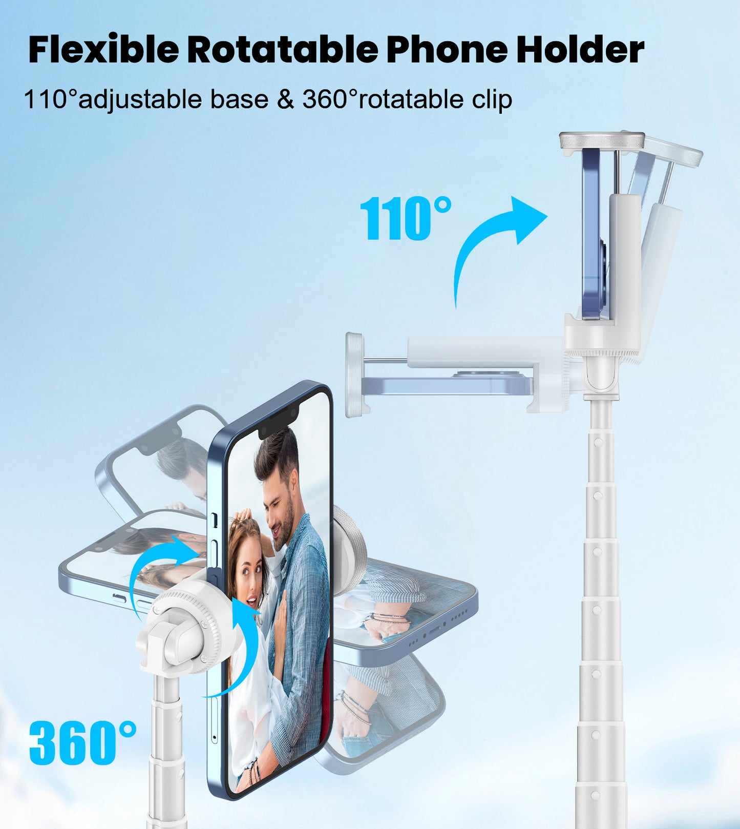 60" Phone Tripod & Selfie Stick with Remote for Cell Phone 4"-7", Portable Smartphone Tripod Stand (White)