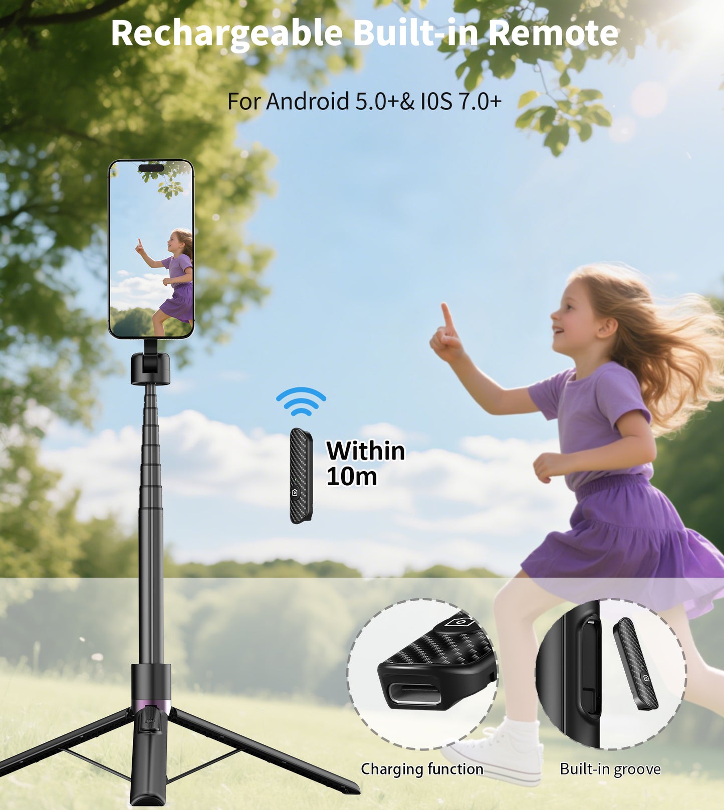 TONEOF Magnetic Portable Retractable Mobile Phone Tripod
