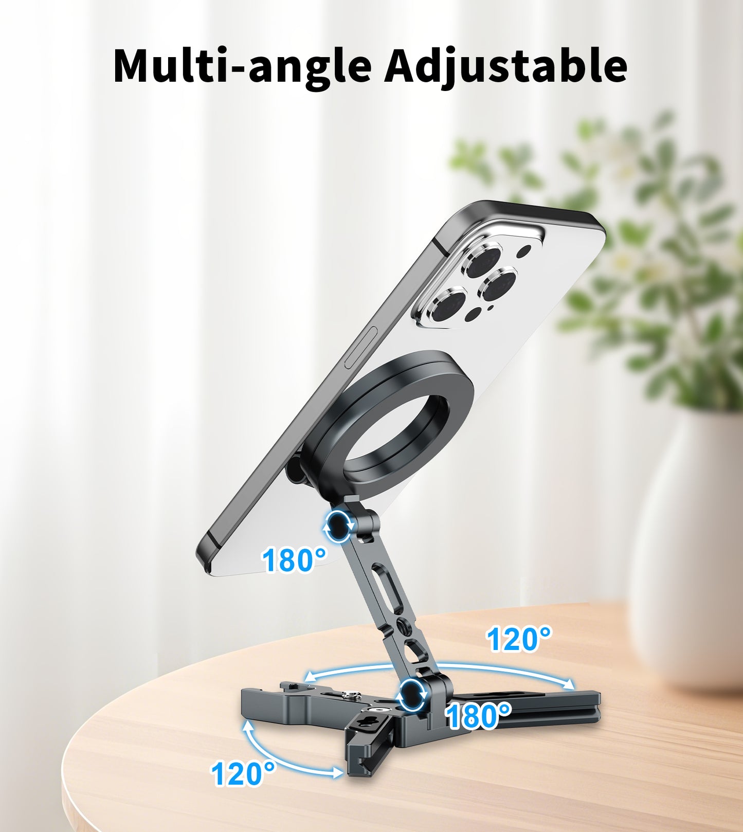 TONEOF Magnetic Phone Tripod Stand,Foldable CellPhone Holder for Magsafe with Arca-Swiss,1/4'' Screw Hole,Cold Shoe Mount,Pocket Mini Aluminum Selfie Stick Tripod Mount for iPhone/Android,Desk,Travel