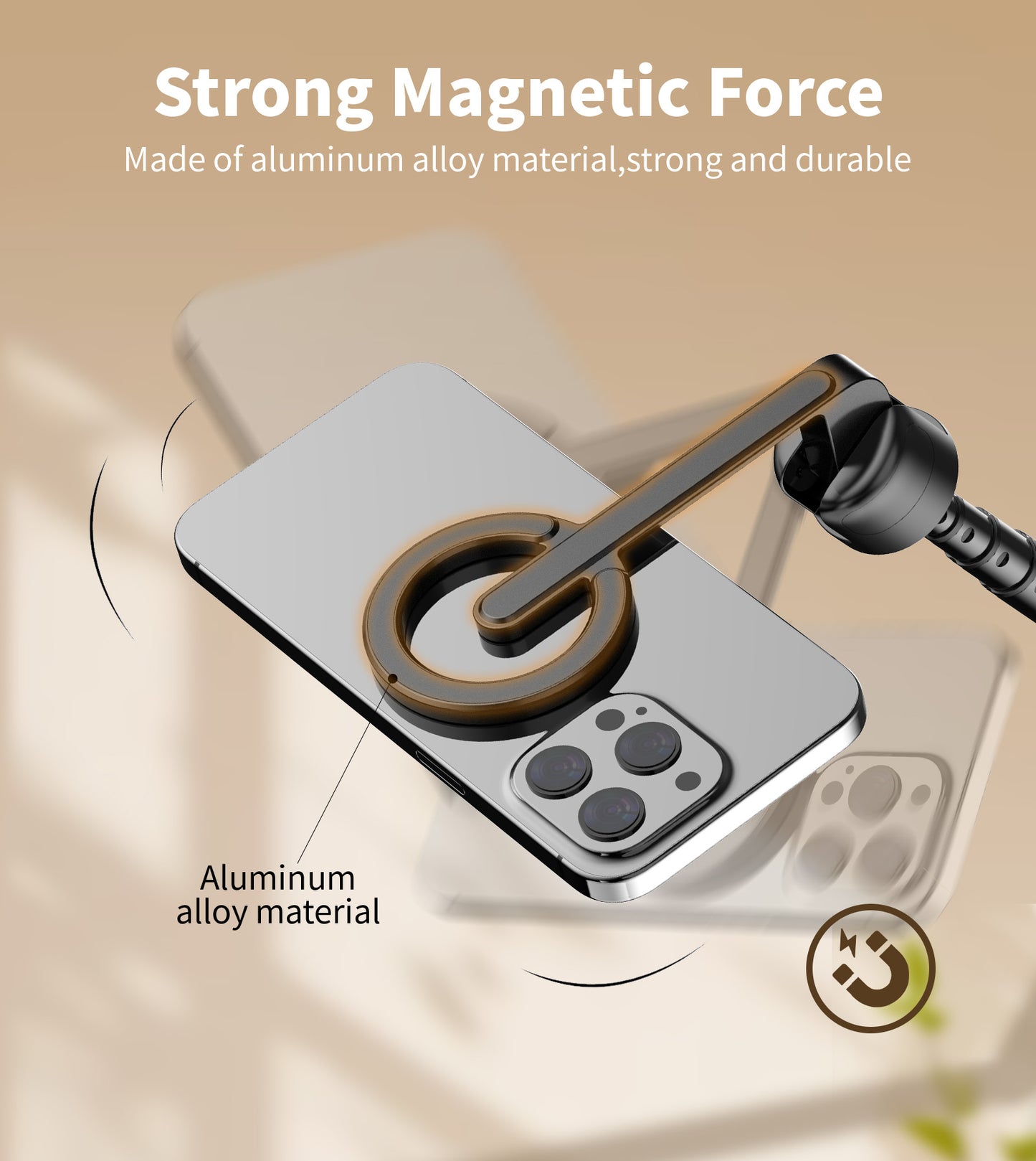 TONEOF Magnetic Portable Retractable Mobile Phone Tripod