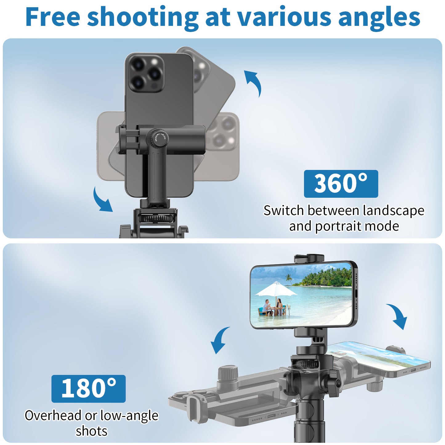 TONEOF 67" Phone Tripod, Camera Tripod Stand Monopod with Remote & Phone Holder, Portable Travel Tripod with iPhone/Android/Webcamera
