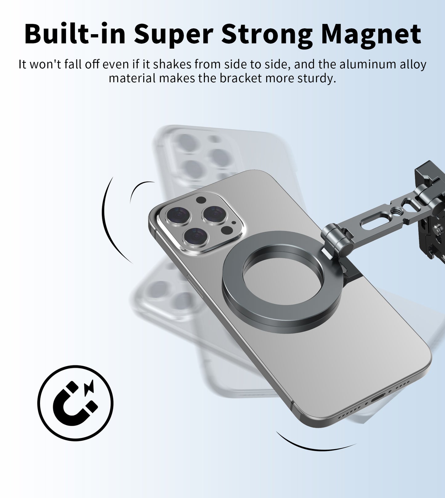 TONEOF Magnetic Phone Tripod Stand,Foldable CellPhone Holder for Magsafe with Arca-Swiss,1/4'' Screw Hole,Cold Shoe Mount,Pocket Mini Aluminum Selfie Stick Tripod Mount for iPhone/Android,Desk,Travel