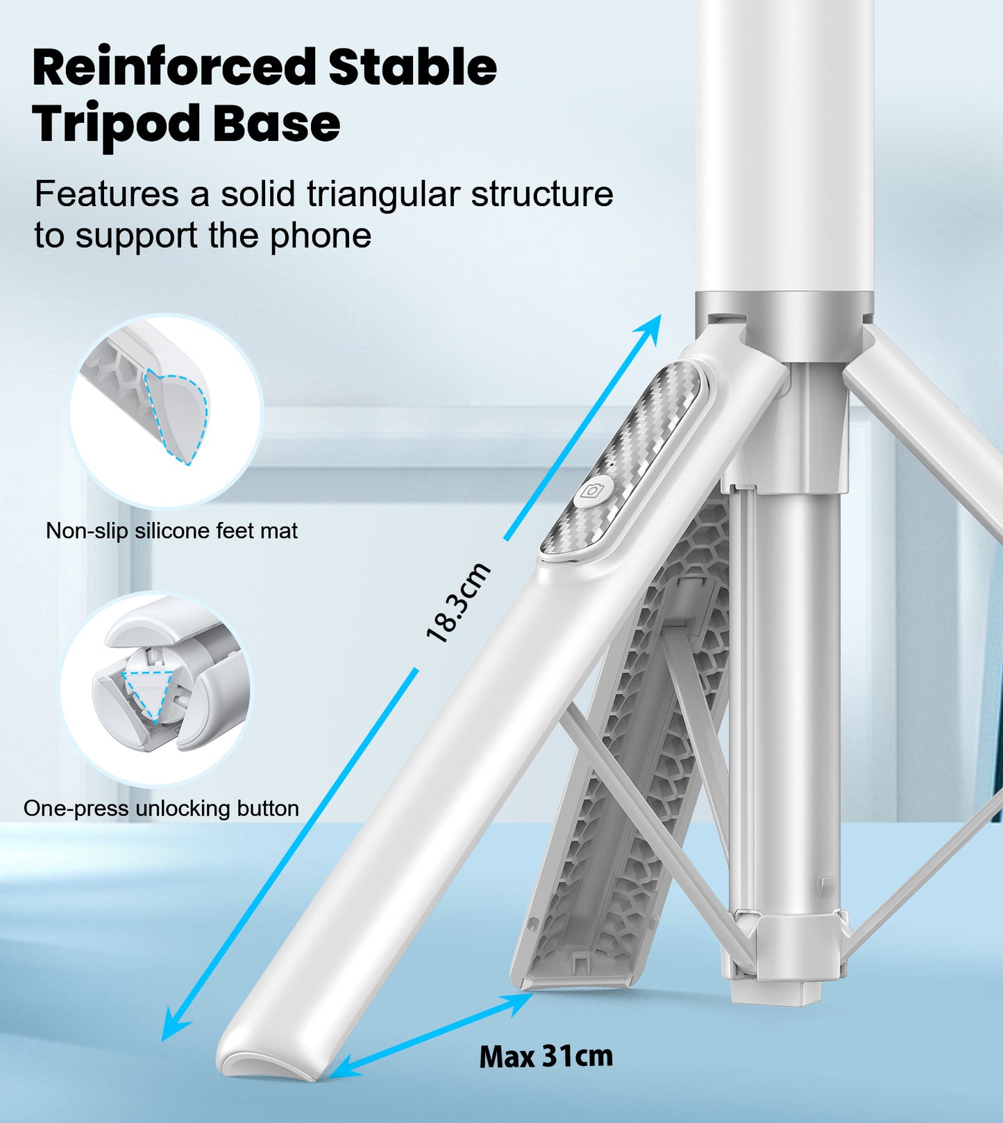 60" Phone Tripod & Selfie Stick with Remote for Cell Phone 4"-7", Portable Smartphone Tripod Stand (White)