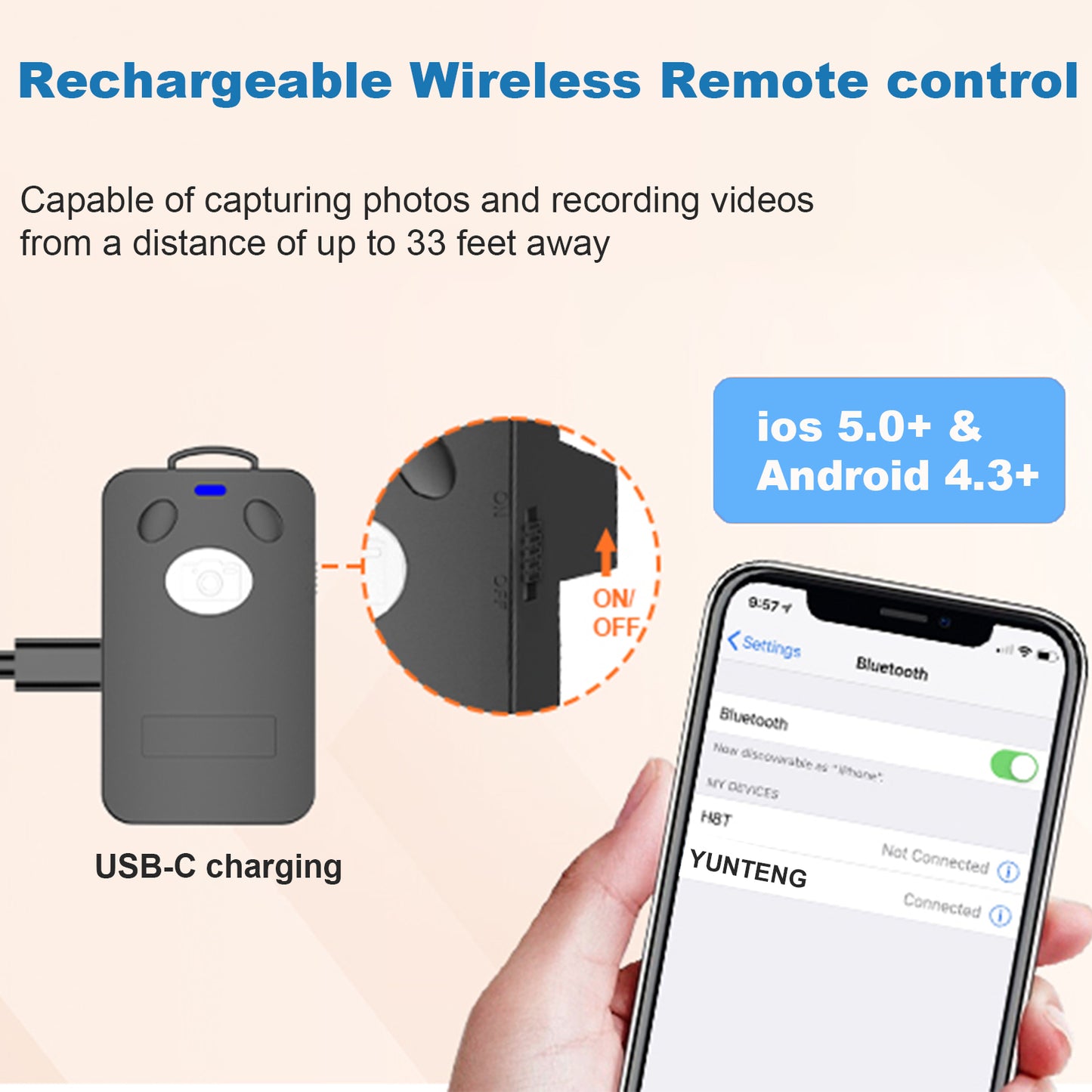 TONEOF 67" Phone Tripod, Camera Tripod Stand Monopod with Remote & Phone Holder, Portable Travel Tripod with iPhone/Android/Webcamera