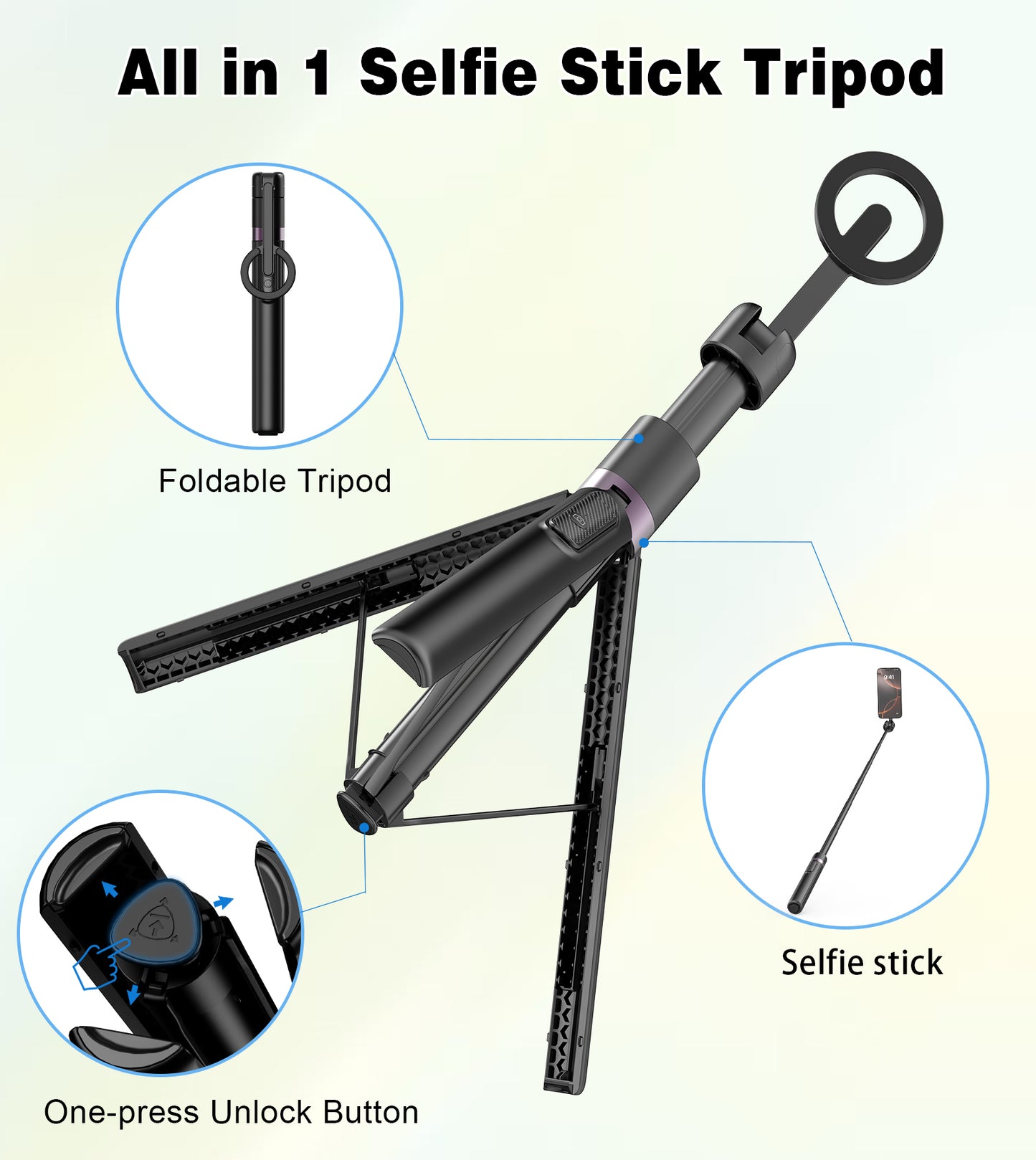 TONEOF Magnetic Portable Retractable Mobile Phone Tripod