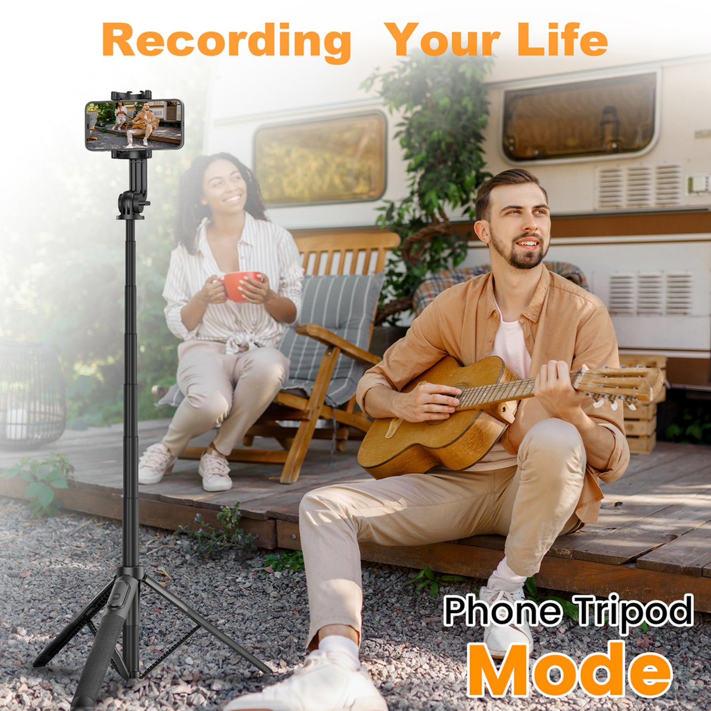TONEOF 64" Selfie Stick Tripod for Cellphone 4"-7", Phone Tripod Stand for iPhone and Android