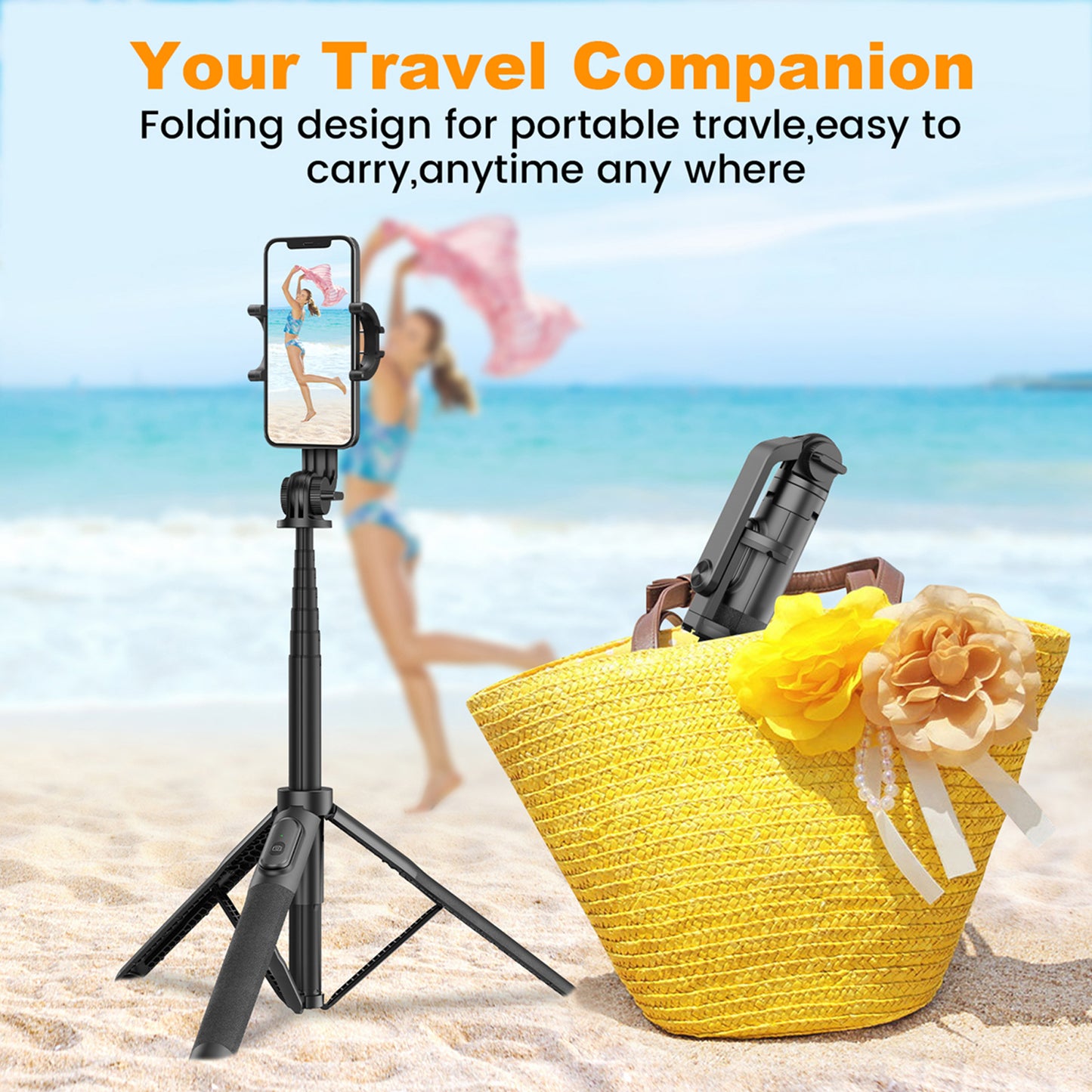 TONEOF 64" Selfie Stick Tripod for Cellphone 4"-7", Phone Tripod Stand for iPhone and Android
