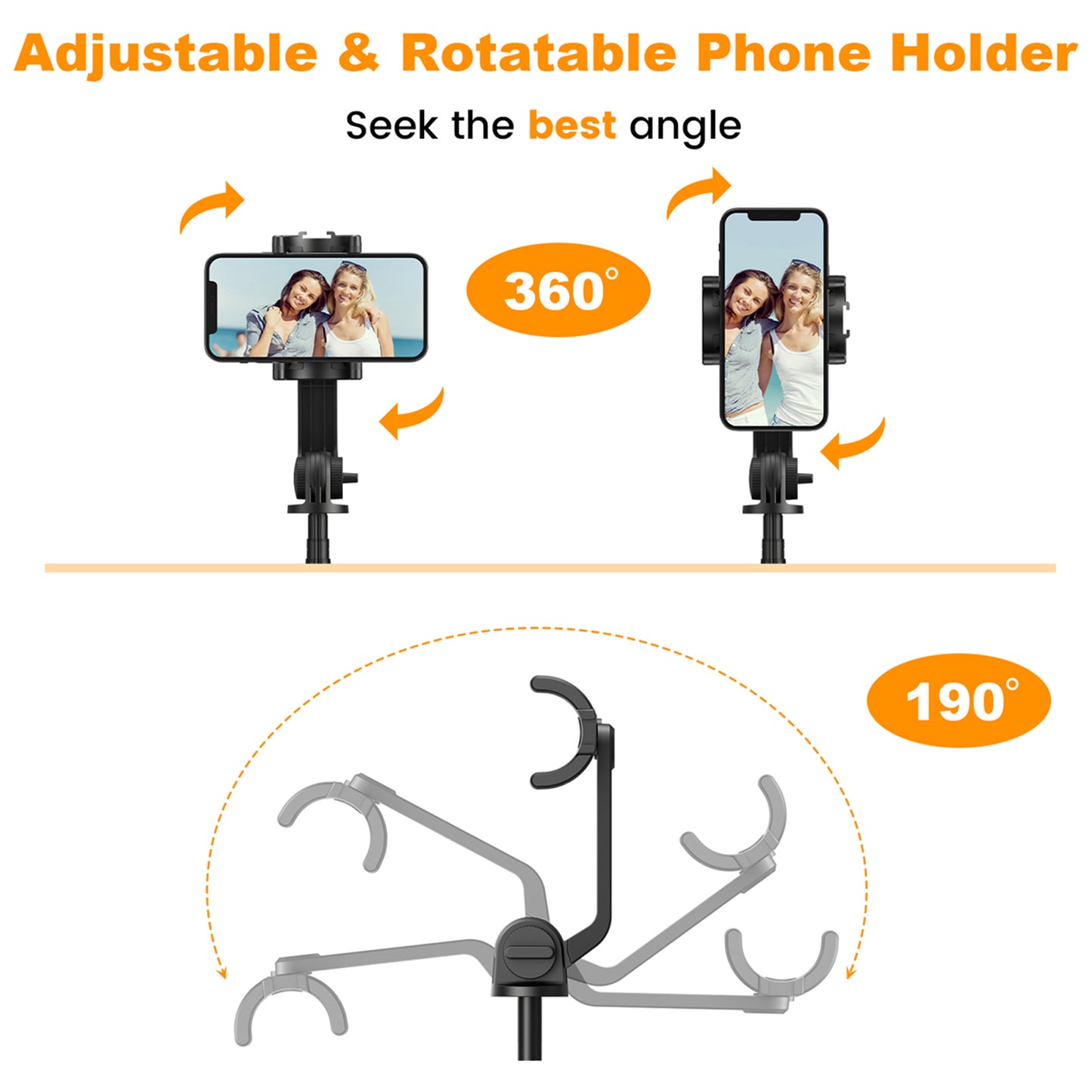 TONEOF 64" Selfie Stick Tripod for Cellphone 4"-7", Phone Tripod Stand for iPhone and Android