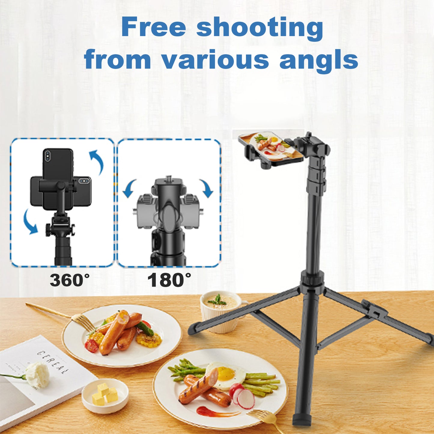 TONEOF 67" Phone Tripod, Camera Tripod Stand Monopod with Remote & Phone Holder, Portable Travel Tripod with iPhone/Android/Webcamera