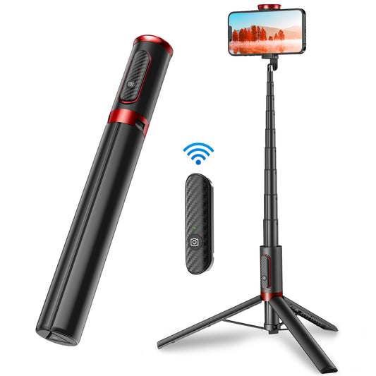 Multifunctional mobile phone holder selfie stick (Red)