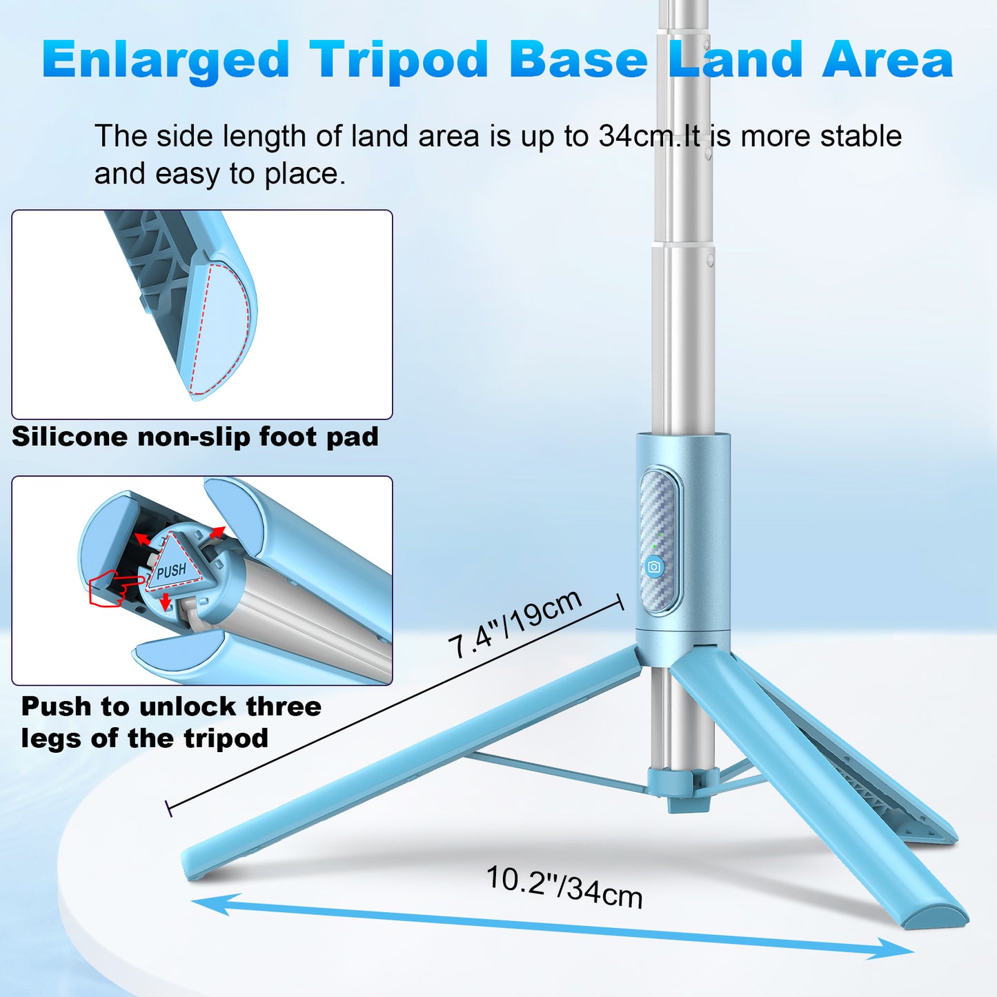Multifunctional mobile phone holder selfie stick (Blue)