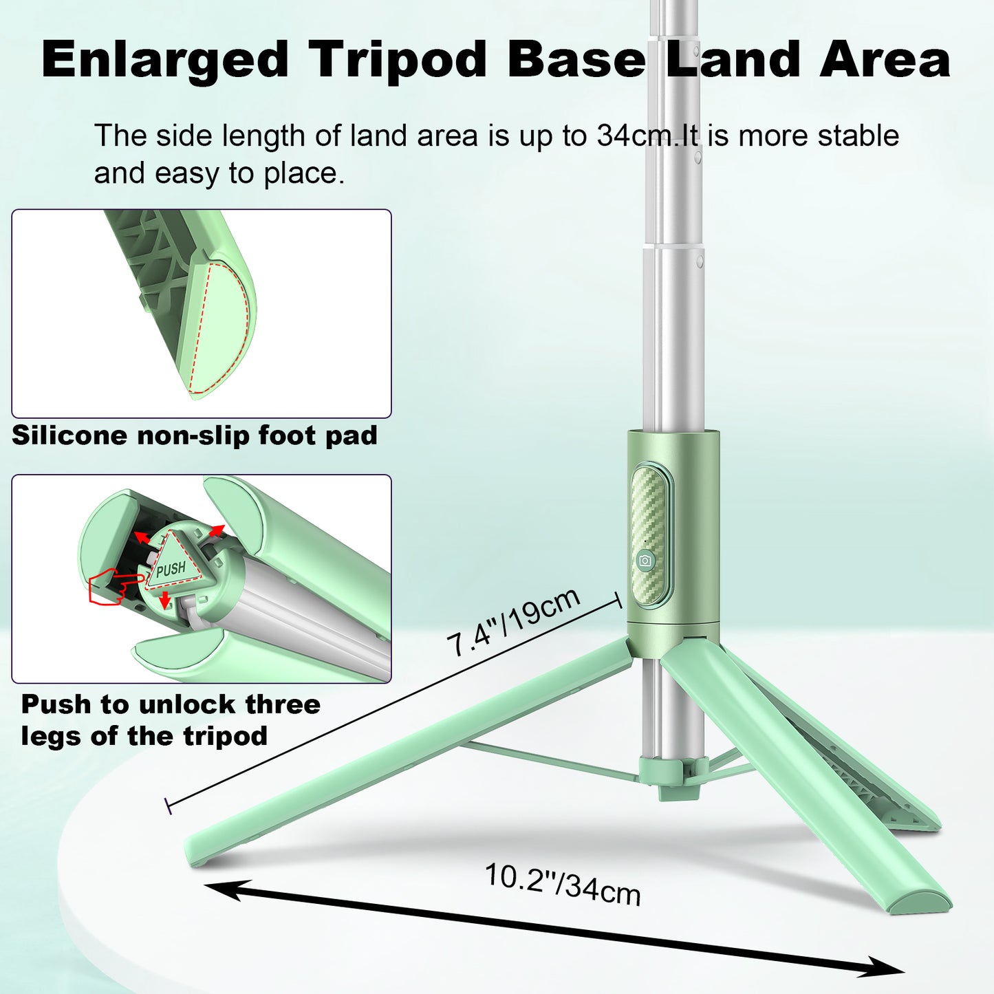 Multifunctional mobile phone holder selfie stick (Green)