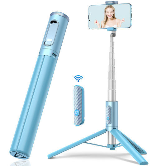 Multifunctional mobile phone holder selfie stick (Blue)